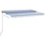 Toldo automático LED sensor de viento azul y blanco 450x350 cm by , Awnings - Ref: Foro24-3069211, Price: 828,03 €, Discount: %