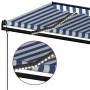 Toldo automático LED sensor de viento azul y blanco 450x350 cm by , Awnings - Ref: Foro24-3069211, Price: 828,03 €, Discount: %