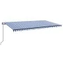 Toldo automático LED sensor de viento azul y blanco 600x350 cm by , Awnings - Ref: Foro24-3069251, Price: 861,10 €, Discount: %