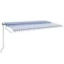 Toldo automático LED sensor de viento azul y blanco 600x350 cm by , Awnings - Ref: Foro24-3069251, Price: 861,10 €, Discount: %