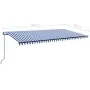 Toldo automático LED sensor de viento azul y blanco 600x350 cm by , Awnings - Ref: Foro24-3069251, Price: 861,10 €, Discount: %