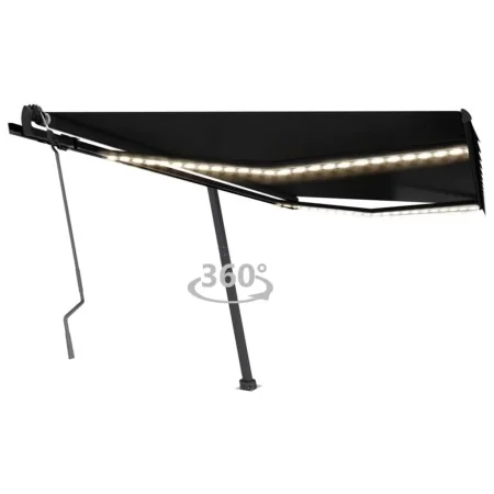 Toldo manual retráctil con LED gris antracita 450x350 cm de , Toldos - Ref: Foro24-3069844, Precio: 567,24 €, Descuento: %