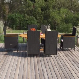 Juego de comedor de jardín 7 piezas negro ratán sintético de , Conjuntos de jardín - Ref: Foro24-3070769, Precio: 1,00 €, Des...