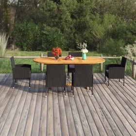 Juego de comedor para jardín 7 piezas ratán sintético negro von , Gartensets - Ref: Foro24-3070776, Preis: 672,03 €, Rabatt: %