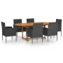 Juego de comedor para jardín 7 piezas ratán sintético negro by , Garden sets - Ref: Foro24-3070776, Price: 671,53 €, Discount: %