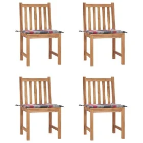 Sillas de jardín 4 unidades madera maciza de teca con cojines by , Garden chairs - Ref: Foro24-3073101, Price: 446,78 €, Disc...