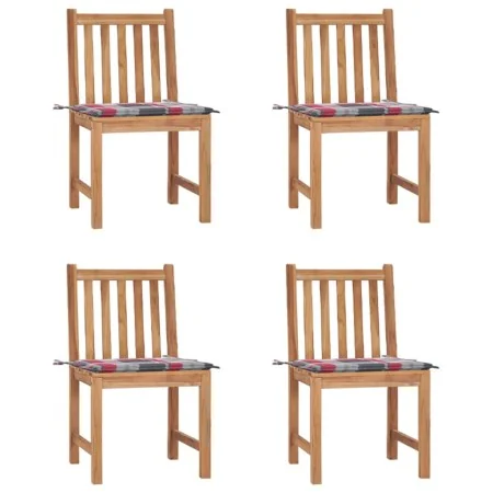 Sillas de jardín 4 unidades madera maciza de teca con cojines de , Sillas de jardín - Ref: Foro24-3073101, Precio: 446,76 €, ...