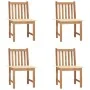 Sillas de jardín 4 unidades madera maciza de teca con cojines de , Sillas de jardín - Ref: Foro24-3073090, Precio: 445,56 €, ...