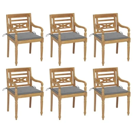 Sillas Batavia 6 unidades madera maciza de teca con cojines de , Sillas de jardín - Ref: Foro24-3073323, Precio: 725,18 €, De...