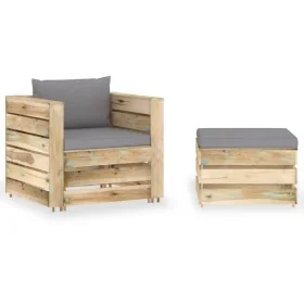 Muebles de jardín 2 piezas con cojines madera impregnada verde von , Gartensets - Ref: Foro24-3074532, Preis: 180,73 €, Rabat...