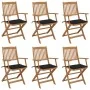 Sillas de jardín plegables 6 uds y cojines madera maciza acacia de , Sillas de jardín - Ref: Foro24-3074947, Precio: 353,67 €...