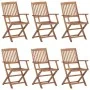 Sillas de jardín plegables 6 uds y cojines madera maciza acacia de , Sillas de jardín - Ref: Foro24-3074947, Precio: 353,67 €...