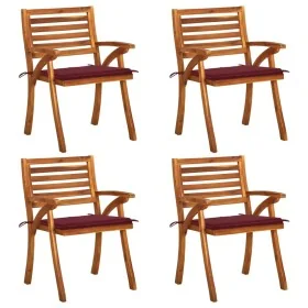 Sillas de jardín con cojines 4 unidades madera maciza de acacia by , Garden chairs - Ref: Foro24-3075183, Price: 380,74 €, Di...