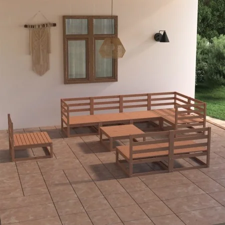 Muebles de jardín 9 piezas marrón miel madera maciza de pino de , Conjuntos de jardín - Ref: Foro24-3075672, Precio: 614,04 €...