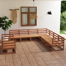 Muebles de jardín 9 piezas marrón miel madera maciza de pino by , Garden sets - Ref: Foro24-3075917, Price: 557,48 €, Discoun...