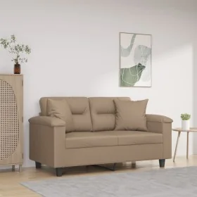 Sofá de 2 plazas con cojines cuero sintético capuchino 120 cm by , Sofas - Ref: Foro24-3200987, Price: 244,25 €, Discount: %