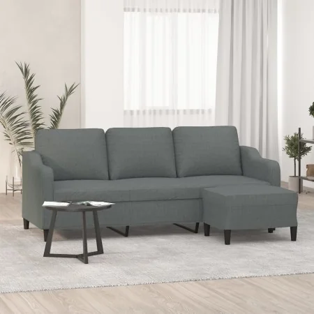 Sofá de 3 plazas con taburete de tela gris oscuro 180 cm by , Sofas - Ref: Foro24-3201136, Price: 326,36 €, Discount: %
