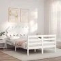 White solid wood bed frame with headboard 120x200 cm by vidaXL, Beds and slatted bases - Ref: Foro24-3195282, Price: 120,81 €...