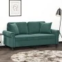 Sofá de 2 plazas con cojines terciopelo verde oscuro 140 cm by , Sofas - Ref: Foro24-3200947, Price: 285,90 €, Discount: %