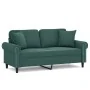 Sofá de 2 plazas con cojines terciopelo verde oscuro 140 cm by , Sofas - Ref: Foro24-3200947, Price: 285,90 €, Discount: %