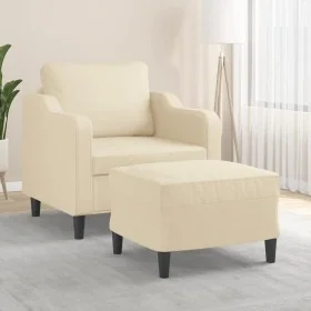 Sillón con taburete tela crema 60 cm by , Sofas - Ref: Foro24-3201129, Price: 213,40 €, Discount: %