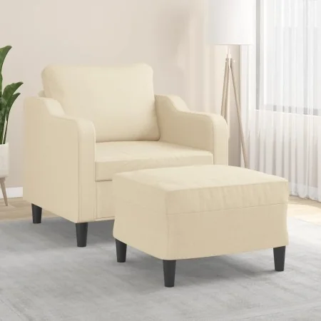 Sillón con taburete tela crema 60 cm by , Sofas - Ref: Foro24-3201129, Price: 213,40 €, Discount: %