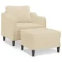 Sillón con taburete tela crema 60 cm by , Sofas - Ref: Foro24-3201129, Price: 213,40 €, Discount: %