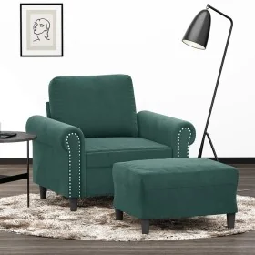 Sillón con taburete terciopelo verde oscuro 60 cm de , Sofás - Ref: Foro24-3201207, Precio: 212,73 €, Descuento: %