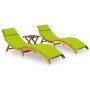 Tumbonas 2 unidades con mesa y cojines madera maciza de acacia by , Loungers - Ref: Foro24-3077387, Price: 358,52 €, Discount: %
