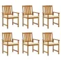 Sillas de jardín y cojines 6 unidades madera maciza de acacia by , Garden chairs - Ref: Foro24-3078153, Price: 453,52 €, Disc...