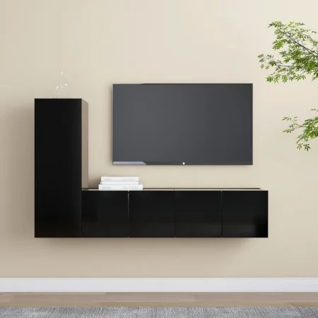 Set de muebles de salón TV 3 pzas madera de ingeniería negro by , TV Furniture - Ref: Foro24-3078778, Price: 119,52 €, Discou...