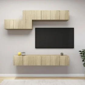 Set de muebles salón TV 7 pzas madera ingeniería roble Sonoma de , Muebles TV - Ref: Foro24-3079044, Precio: 209,29 €, Descue...