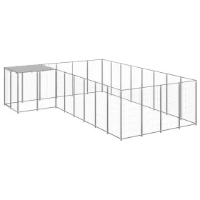 Perrera plateada 10,89 m² acero by , Dog kennels and fences - Ref: Foro24-3082232, Price: 395,39 €, Discount: %