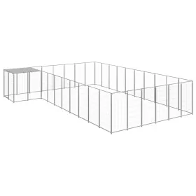 Perrera plateada 19,36 m² acero by , Dog kennels and fences - Ref: Foro24-3082245, Price: 493,57 €, Discount: %