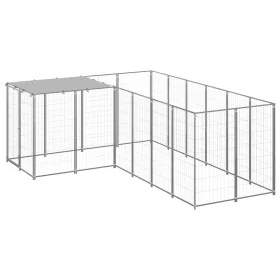 Perrera plateada 4,84 m² acero by , Dog kennels and fences - Ref: Foro24-3082218, Price: 300,19 €, Discount: %