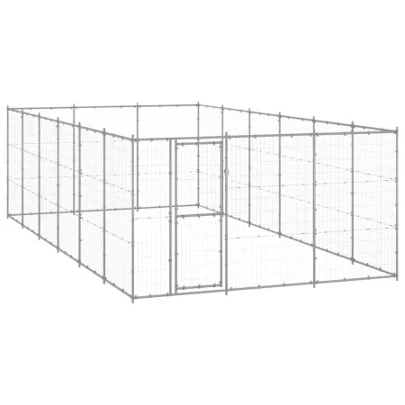 Perrera de exterior de acero galvanizado 21,78 m² de , Casetas y cercados para perros - Ref: Foro24-3082328, Precio: 641,01 €...