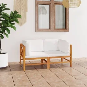 Sofá de jardín de 2 plazas con cojines madera maciza de teca by , Garden sets - Ref: Foro24-3087206, Price: 370,13 €, Discoun...