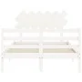 White solid wood bed frame with headboard 120x200 cm by vidaXL, Beds and slatted bases - Ref: Foro24-3195282, Price: 120,81 €...