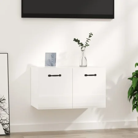 Armario pared madera contrachapada blanco brillo 60x36,5x35 cm by , Lockers and storage cabinets - Ref: Foro24-812921, Price:...
