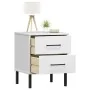 Mesita de noche patas de metal madera maciza pino blanca OSLO de , Mesitas de noche - Ref: Foro24-350975, Precio: 78,27 €, De...