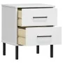 Mesita de noche patas de metal madera maciza pino blanca OSLO de , Mesitas de noche - Ref: Foro24-350975, Precio: 78,27 €, De...