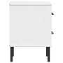 Mesita de noche patas de metal madera maciza pino blanca OSLO de , Mesitas de noche - Ref: Foro24-350975, Precio: 78,27 €, De...