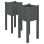 Jardineras 2 unidades madera maciza de pino gris 31x31x70 cm by , Pots and planters - Ref: Foro24-810784, Price: 38,28 €, Dis...