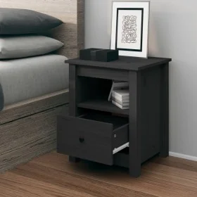 Mesita de noche madera maciza de pino gris 40x35x49 cm by , Nightstands - Ref: Foro24-813713, Price: 53,32 €, Discount: %