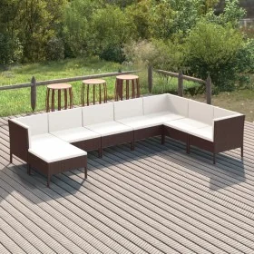 Set muebles de jardín 8 pzas y cojines ratán sintético marrón by , Garden sets - Ref: Foro24-3094419, Price: 689,22 €, Discou...