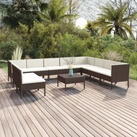 Set muebles de jardín 11 pzas y cojines ratán sintético marrón by , Garden sets - Ref: Foro24-3094471, Price: 855,22 €, Disco...