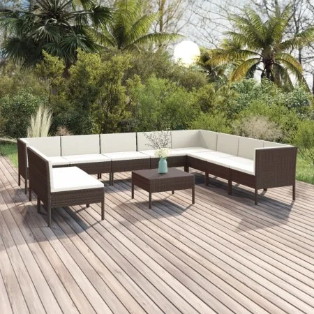 Set muebles de jardín 11 pzas y cojines ratán sintético marrón von , Gartensets - Ref: Foro24-3094471, Preis: 855,22 €, Rabat...