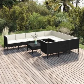 Set de muebles de jardín 11 pzas cojines ratán sintético negro by , Garden sets - Ref: Foro24-3094492, Price: 902,67 €, Disco...