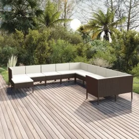 Set muebles de jardín 11 pzas y cojines ratán sintético marrón by , Garden sets - Ref: Foro24-3094515, Price: 906,01 €, Disco...