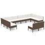 Set muebles de jardín 12 pzas y cojines ratán sintético marrón de , Conjuntos de jardín - Ref: Foro24-3094611, Precio: 922,49...
